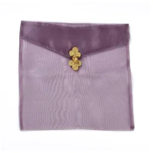 1 Bag Organza Bags, with Chinese Dress Buttons, Rectangle, 25x25.5x1.1cm