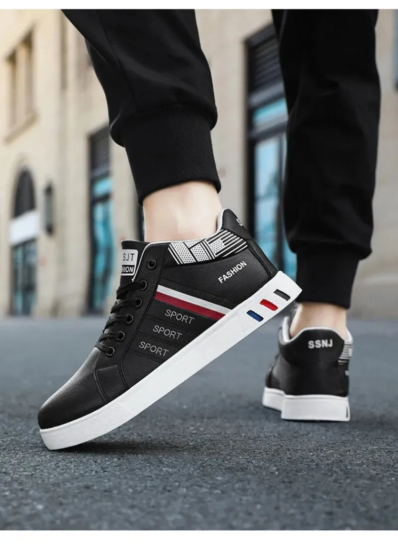 2024 New Men's Sneakers Brand Men Leather High-Top Skateboarding Shoes Breathable Hip hop Shoes Street Shoe Zapatos Para Hombres