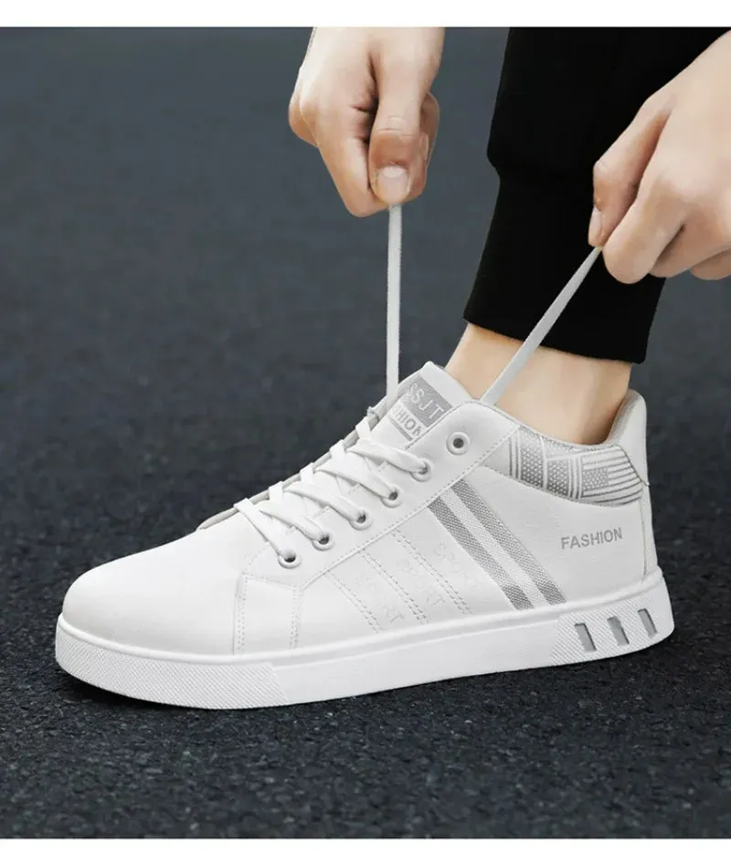 2024 New Men's Sneakers Brand Men Leather High-Top Skateboarding Shoes Breathable Hip hop Shoes Street Shoe Zapatos Para Hombres