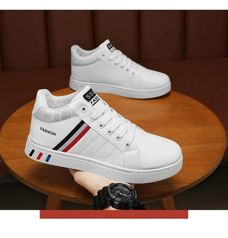 2024 New Men's Sneakers Brand Men Leather High-Top Skateboarding Shoes Breathable Hip hop Shoes Street Shoe Zapatos Para Hombres