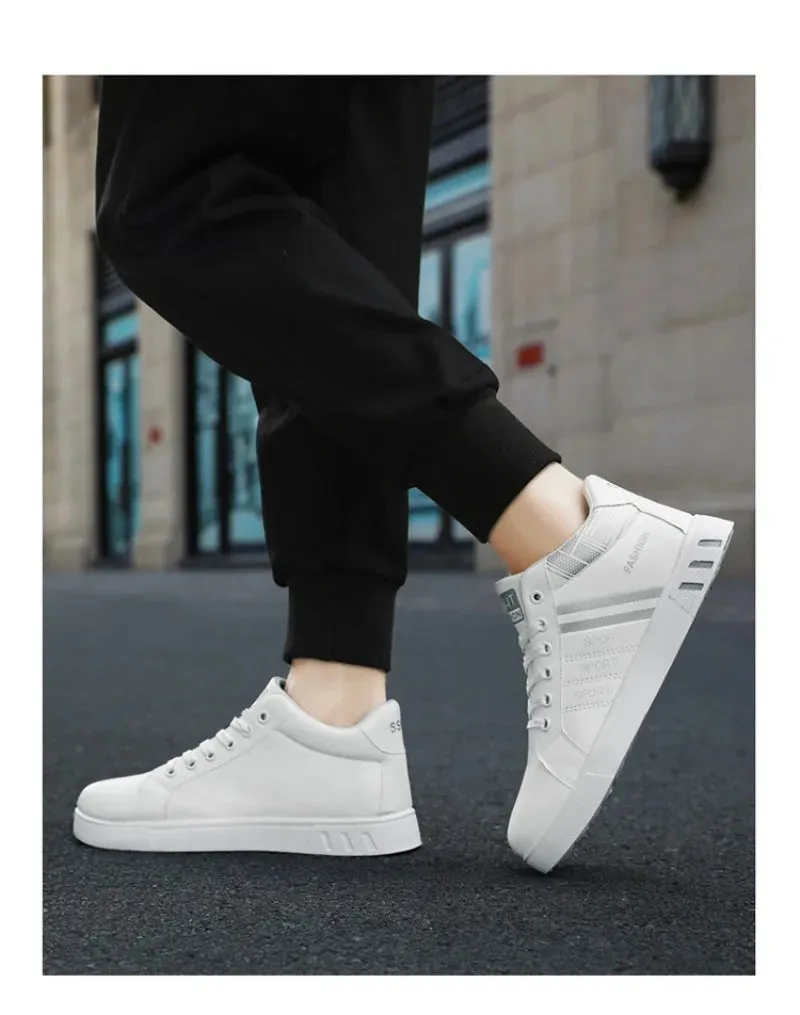 2024 New Men's Sneakers Brand Men Leather High-Top Skateboarding Shoes Breathable Hip hop Shoes Street Shoe Zapatos Para Hombres