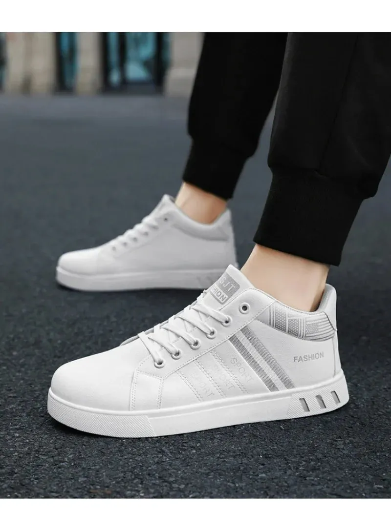 2024 New Men's Sneakers Brand Men Leather High-Top Skateboarding Shoes Breathable Hip hop Shoes Street Shoe Zapatos Para Hombres