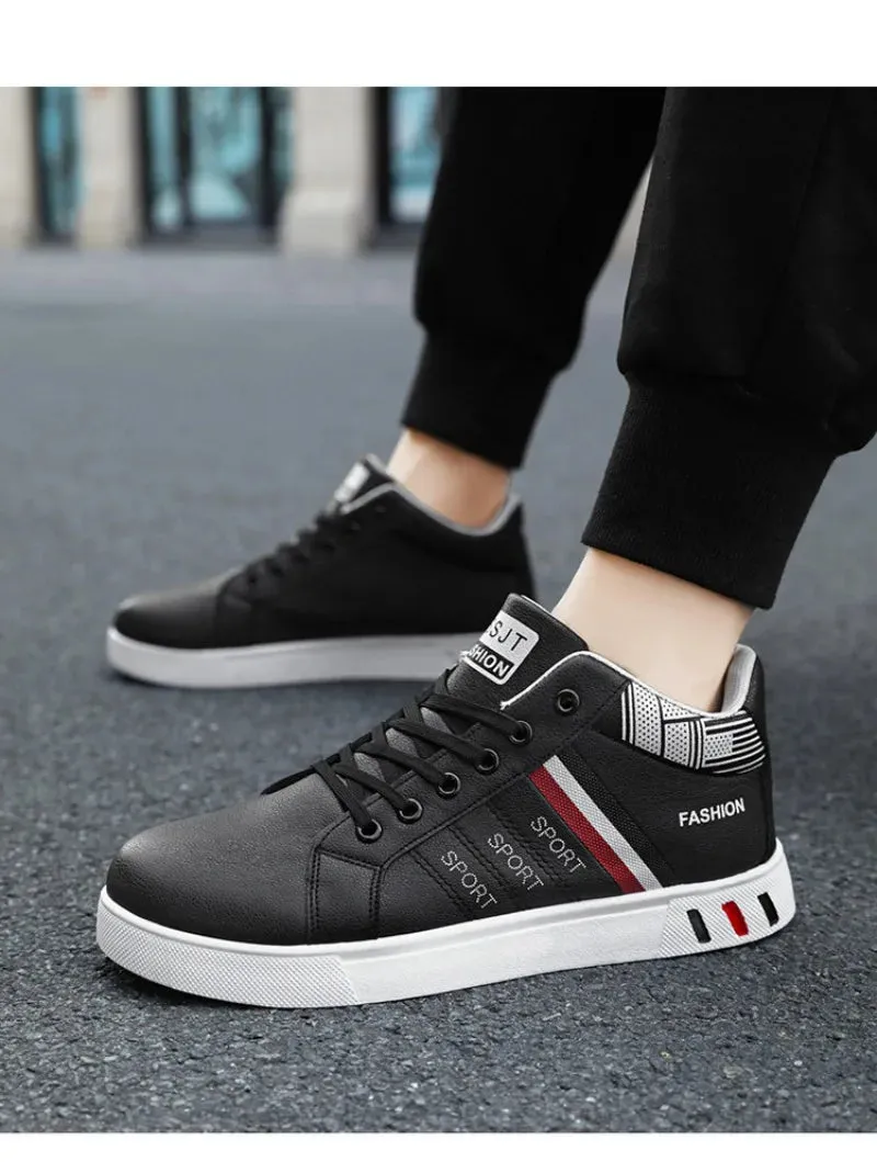 2024 New Men's Sneakers Brand Men Leather High-Top Skateboarding Shoes Breathable Hip hop Shoes Street Shoe Zapatos Para Hombres