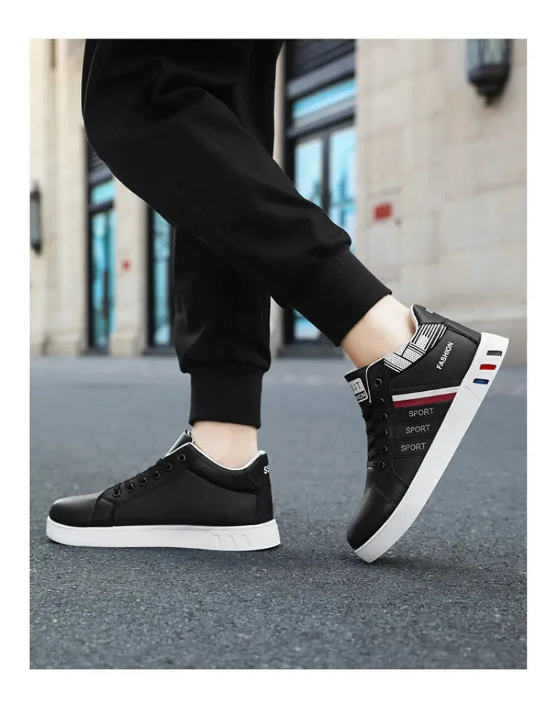 2024 New Men's Sneakers Brand Men Leather High-Top Skateboarding Shoes Breathable Hip hop Shoes Street Shoe Zapatos Para Hombres