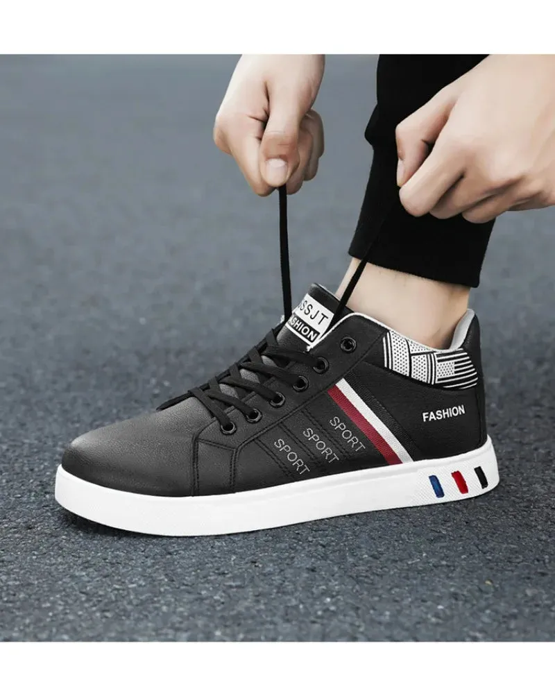 2024 New Men's Sneakers Brand Men Leather High-Top Skateboarding Shoes Breathable Hip hop Shoes Street Shoe Zapatos Para Hombres
