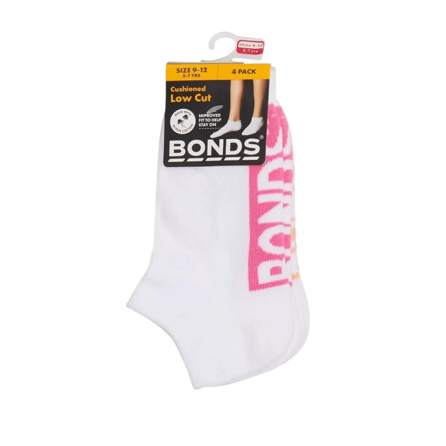 4 Pairs X Bonds Kids Logo Light Cushioned Low Cut White Multi Socks