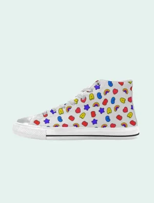 ABC White Classic Women's High Top Canvas Shoes