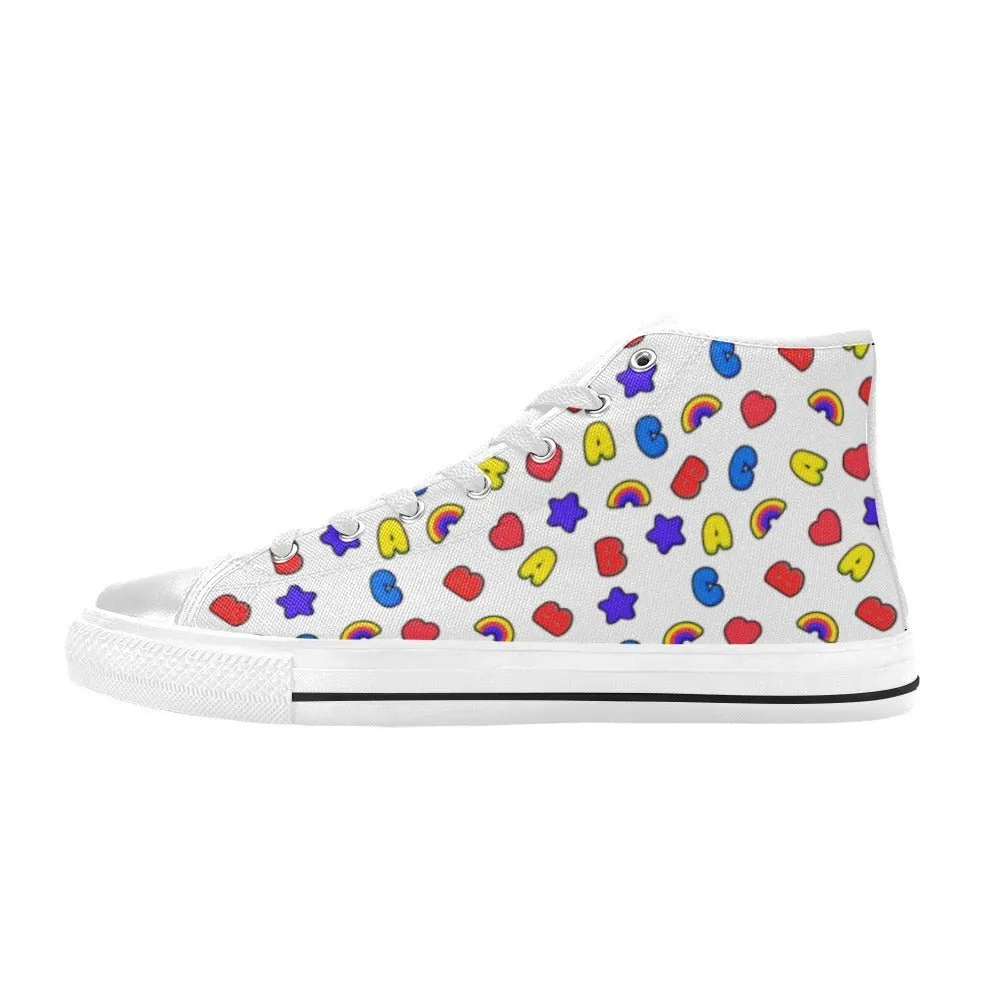 ABC White Classic Women's High Top Canvas Shoes