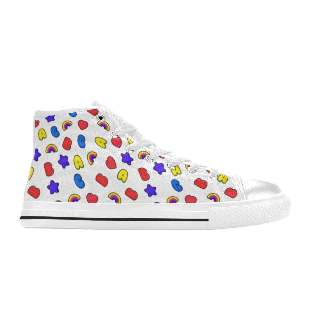 ABC White Classic Women's High Top Canvas Shoes