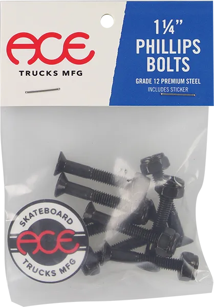 Ace 1-1/4" Phillips Hardware Set Black