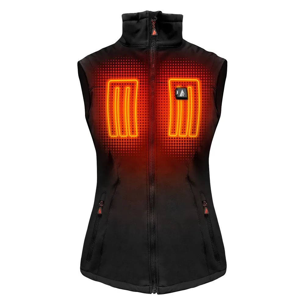 ActionHeat AH-VST-5V-1-BW Women's 5V Heated Vest, Slim Lightweight Softshell with Battery Pack, Small, Black