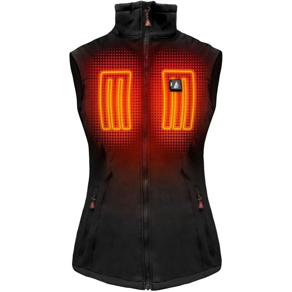 ActionHeat AH-VST-5V-1-BW Women's 5V Heated Vest, Slim Lightweight Softshell with Battery Pack, Small, Black