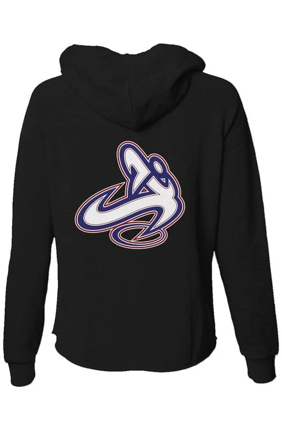 Athletic Apparatus womens black rwb logo lightweight wash zip hoodie