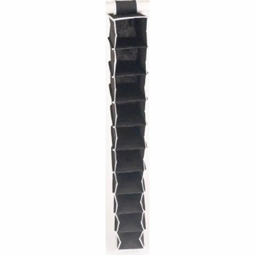 ATHome Hanging Clothes Vertical Storage Box (10 Shelving Units) Durable Accessory Shelves - Easy Set up Closet Cubby, Sweater & Handbag Organizer - Clean & Tidy Wardrobe, Easy Mount, Black