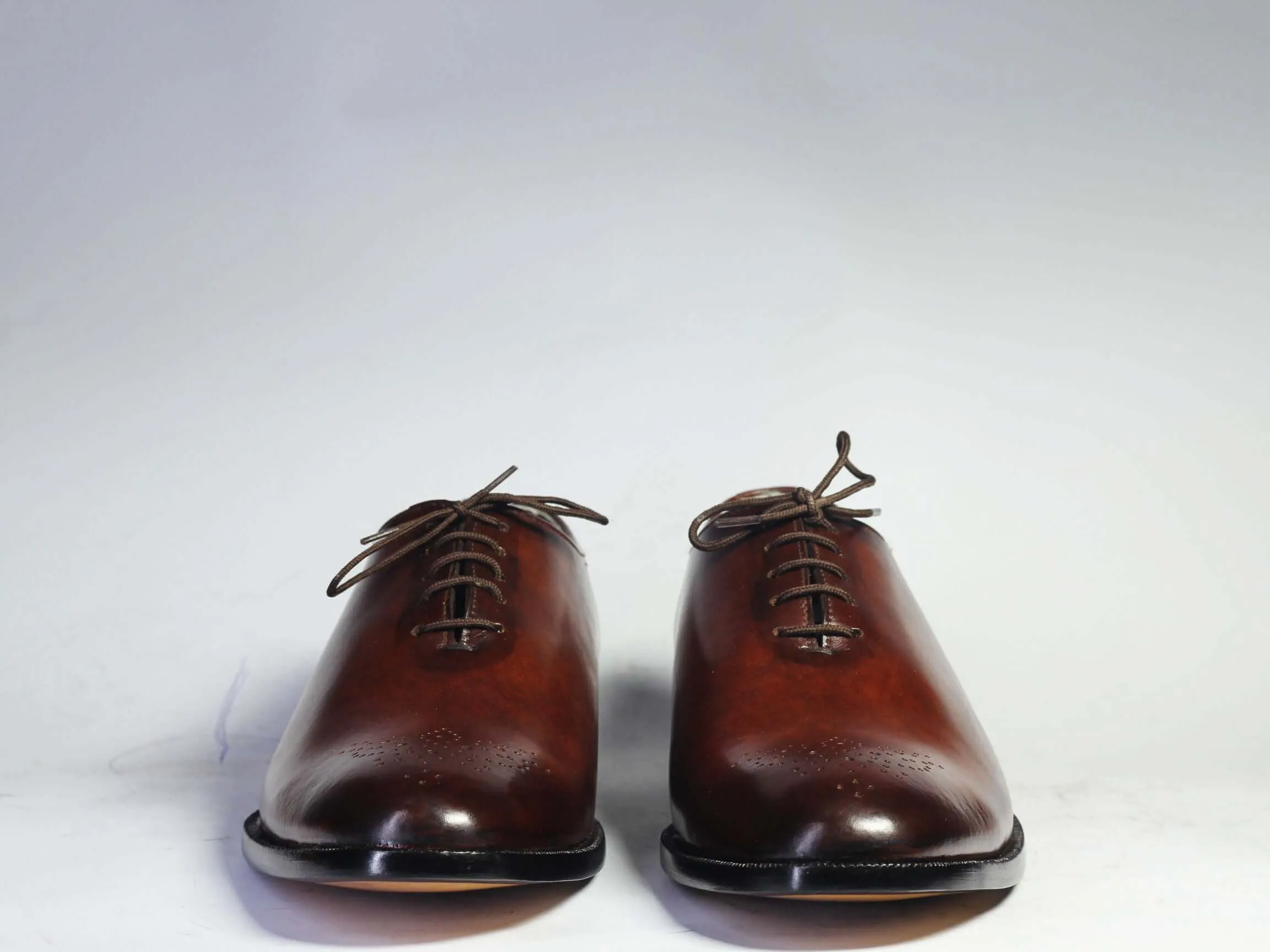 Bespoke Tan Leather Brogue Toe Lace Up Shoe for Men's