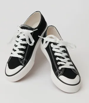 Black Lace Up Canvas Sneakers