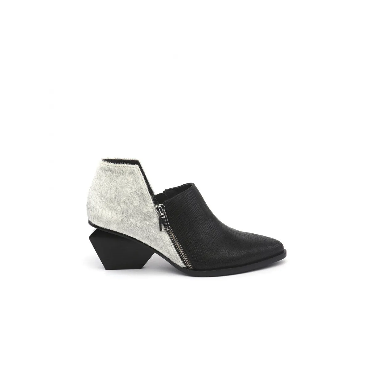 Block Heel Leather Ankle Boots