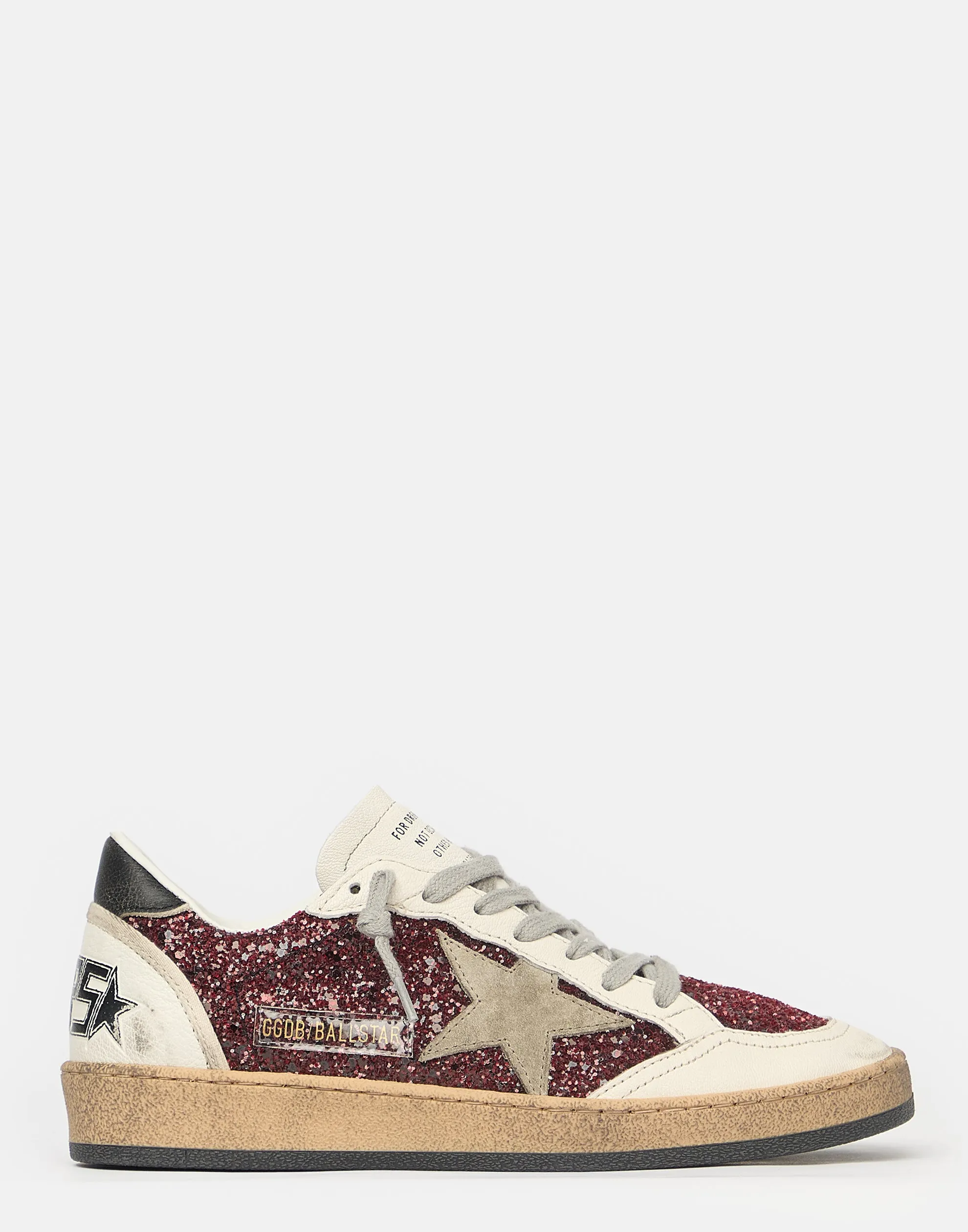 Burgundy & White Glitter Ball Star Sneakers