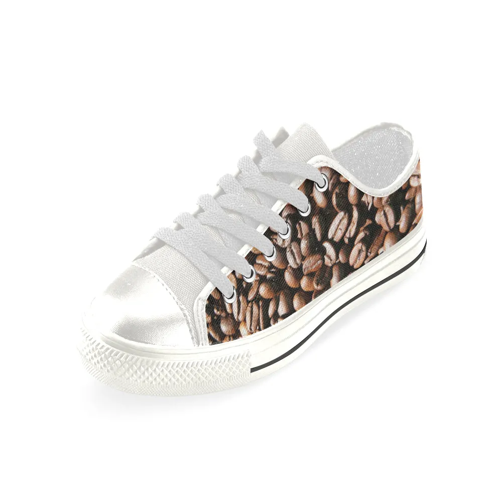 Coffee Beans White Low Rise Shoes up to size 12
