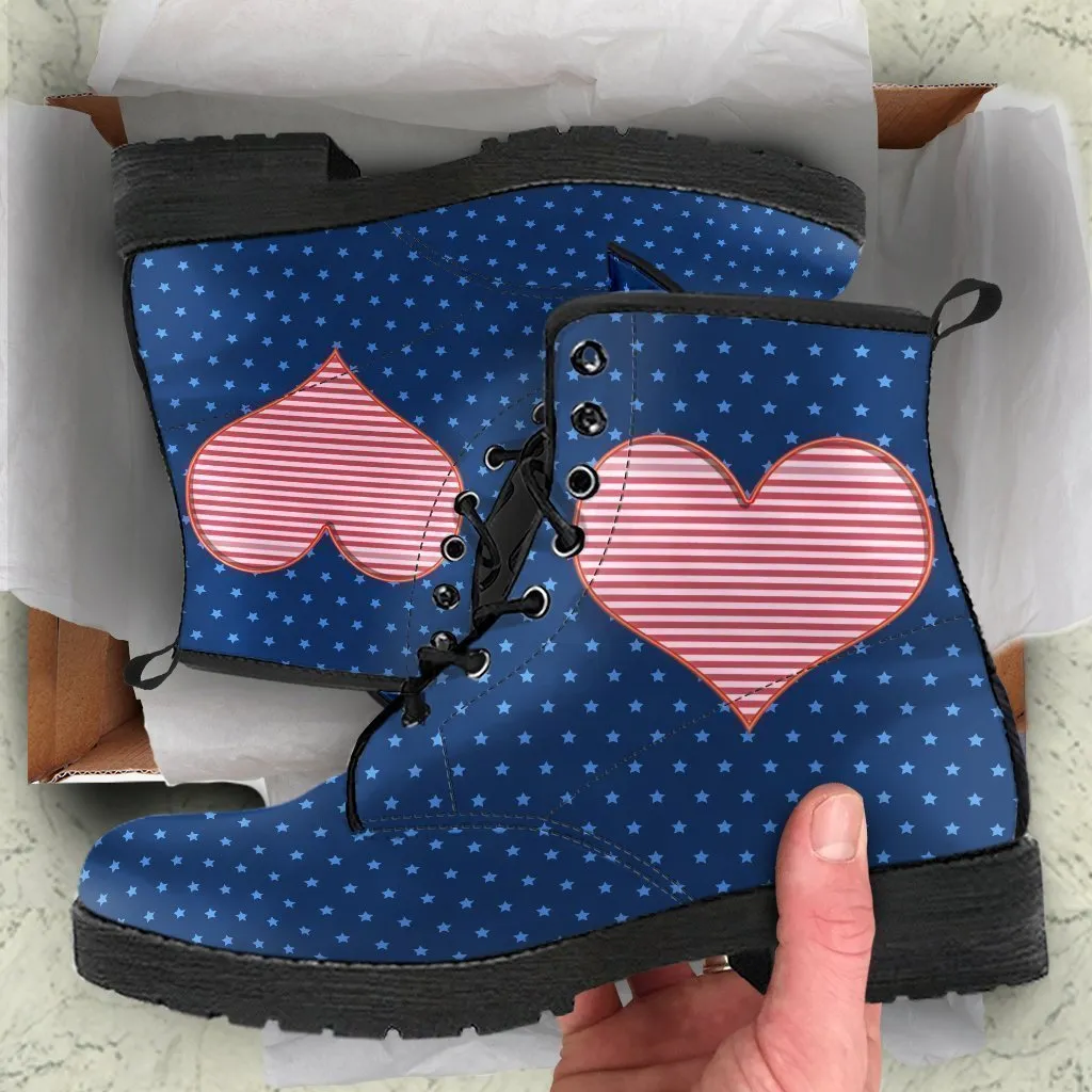 Combat Boots - Starry-eyed Heart |  Boho Shoes, Handmade Lace Up Boots, Vegan Leather Lace Up Boots Women, Custom Shoes, Custom Boots