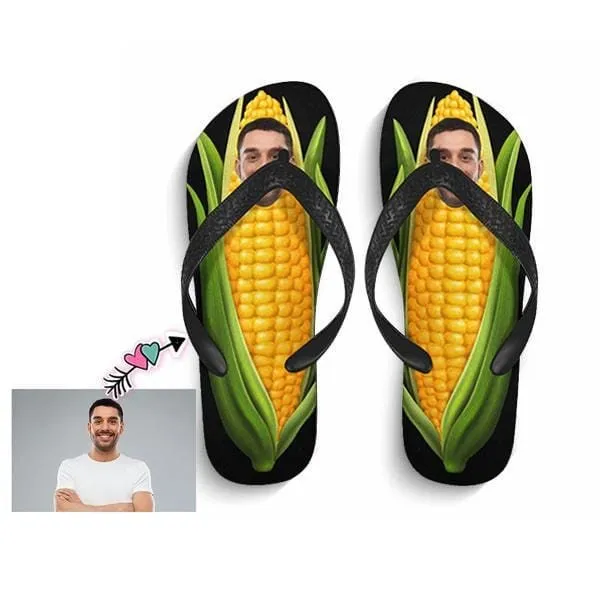 Custom Face Corn Flip Flops For Both Man And Woman Funny Gift For Vacation,Wedding Ideas For Guests