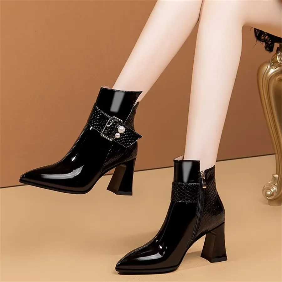 Elegant Zipper Pointed Toe Wedge High Heel Boots