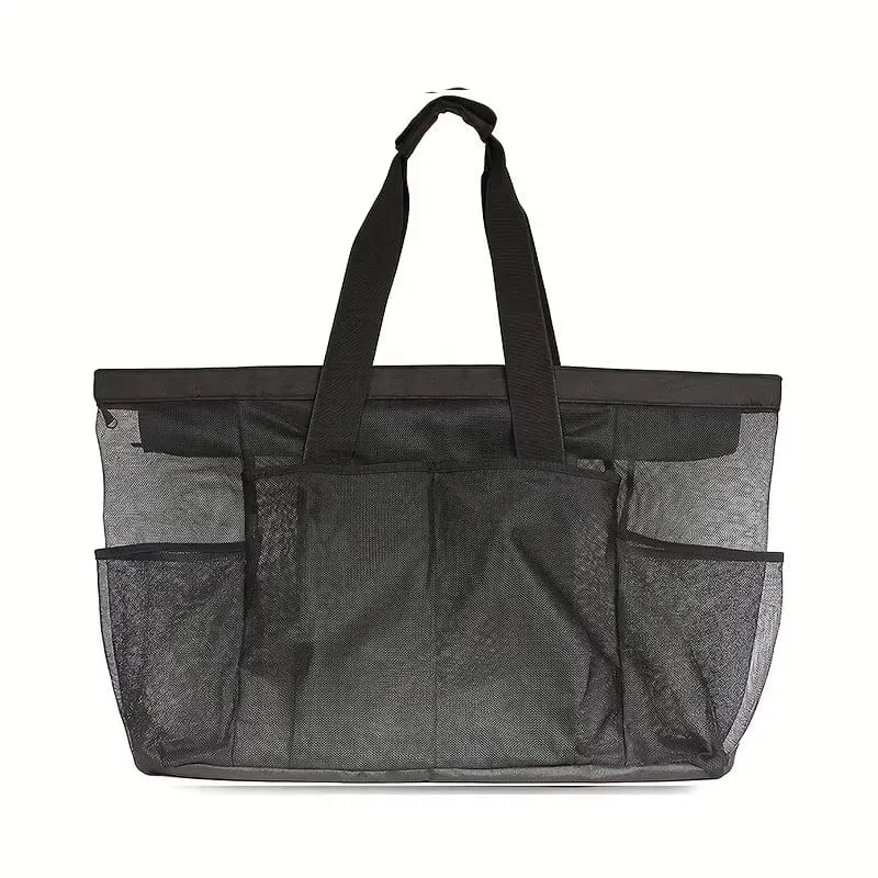 Extra Large Beach Bag - Lightweight, Waterproof, Foldable, with Mesh Straps, Zippered Pockets and Fixed Shoulder Straps