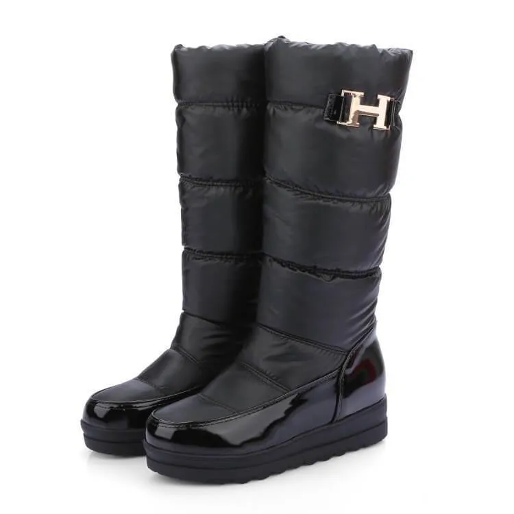 Flat Round Toe Snow Mid Calf Boots