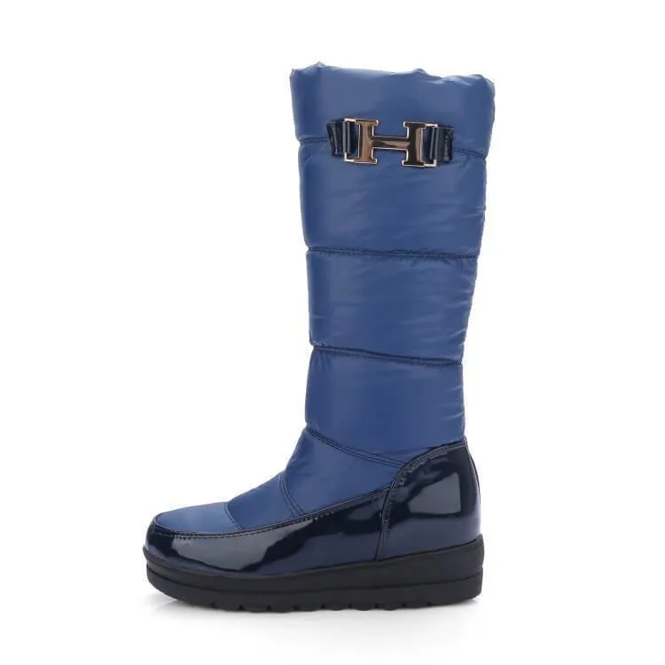 Flat Round Toe Snow Mid Calf Boots