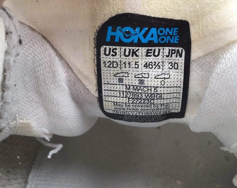 Hoka One One Men's Mach 5 1127893 WBGL Gray Lace-Up Athletic Shoes - Size 12