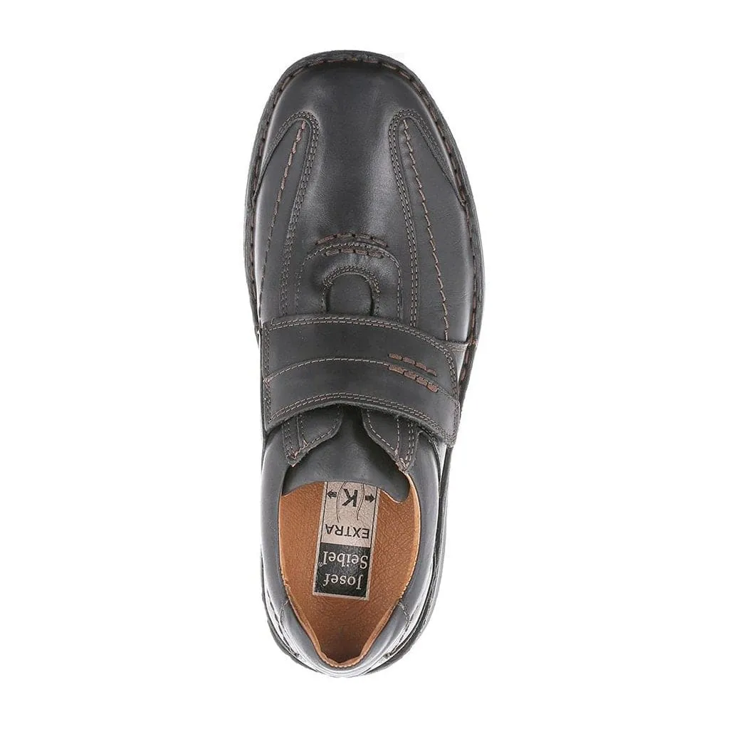 Josef Seibel Alec Black Men’s Leather Hook and Loop Shoes