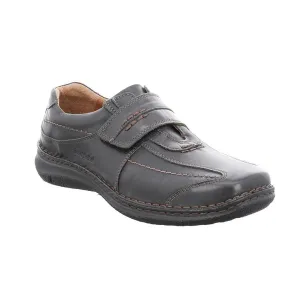 Josef Seibel Alec Black Men’s Leather Hook and Loop Shoes
