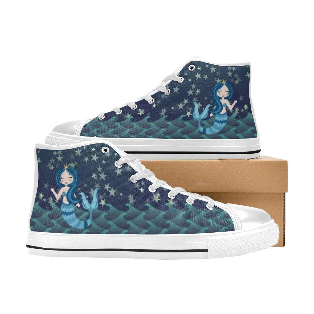 Kids High Top Sneakers - Mermaid #101 Blue Mermaid | Mermaid Gifts for Girls, Gift Idea, Birthday Gift, Gift for Kid, I'll Just Be A Mermaid