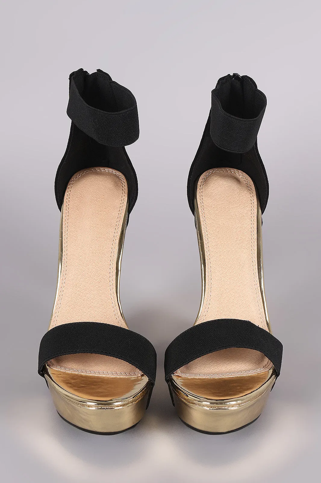 Liliana Two Tone Suede Open Toe Platform Wedge