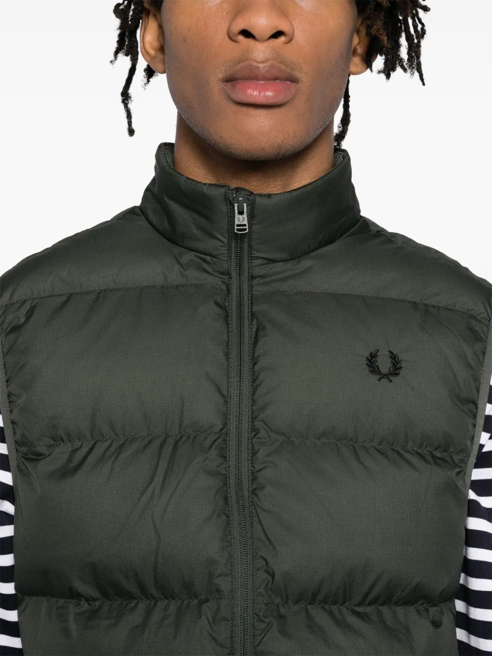 logo-embroidered padded jacket