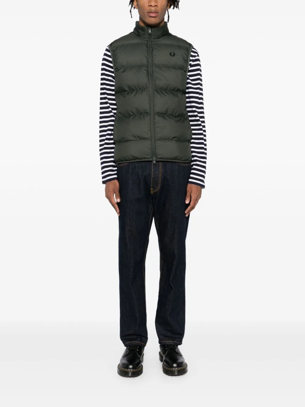 logo-embroidered padded jacket