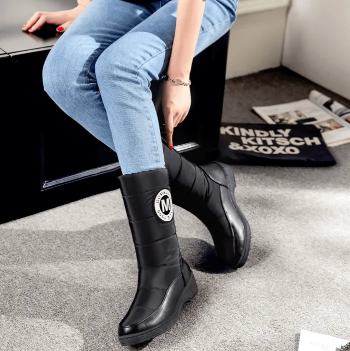Low Chunky Heel Platform Mid Calf Boots