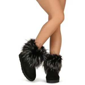 Mata Snowball Round Toe Fluffy Faux Fur Cuff Bootie
