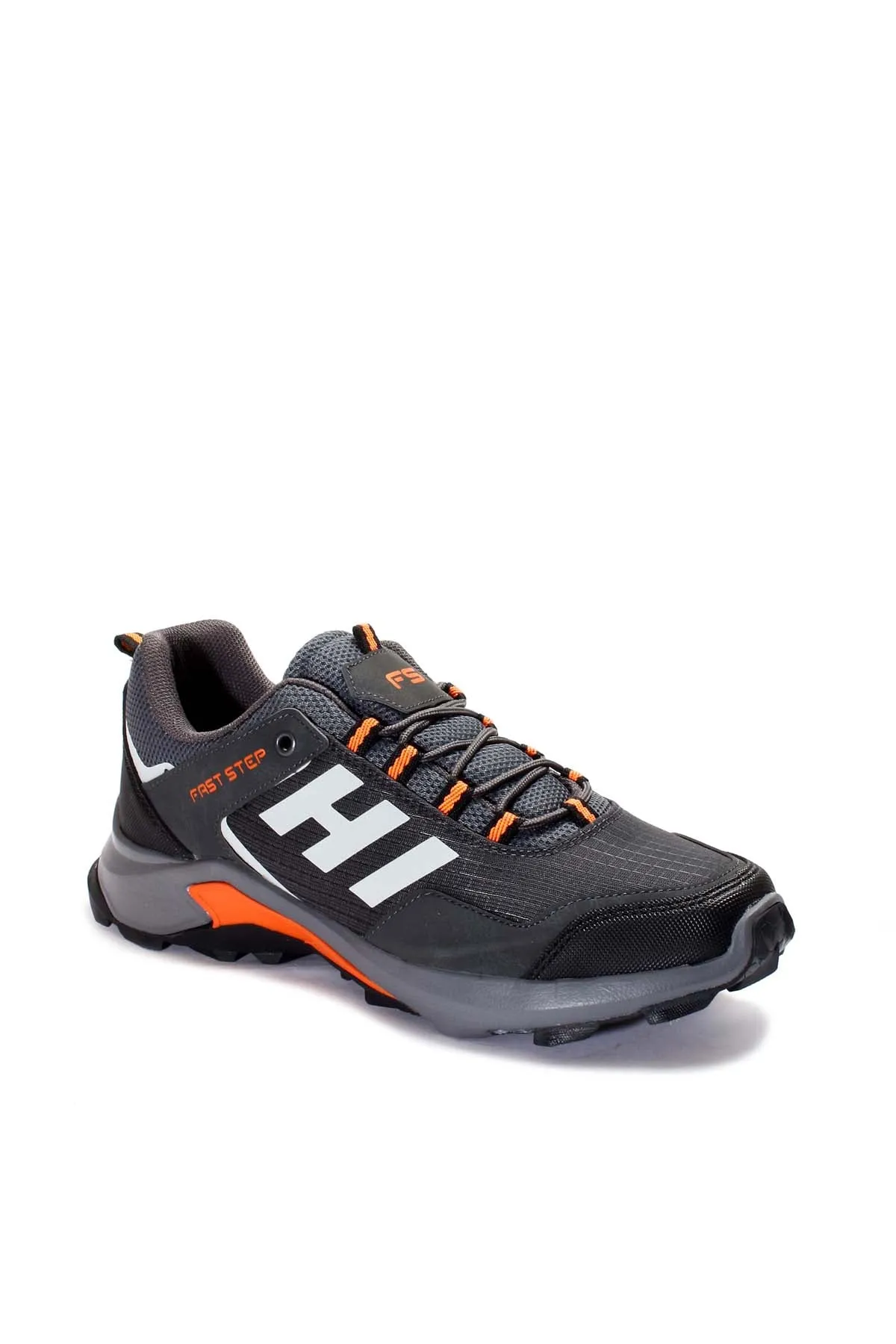 Men's Black and Gray Athletic Sneakers with Orange Accents - Wessi