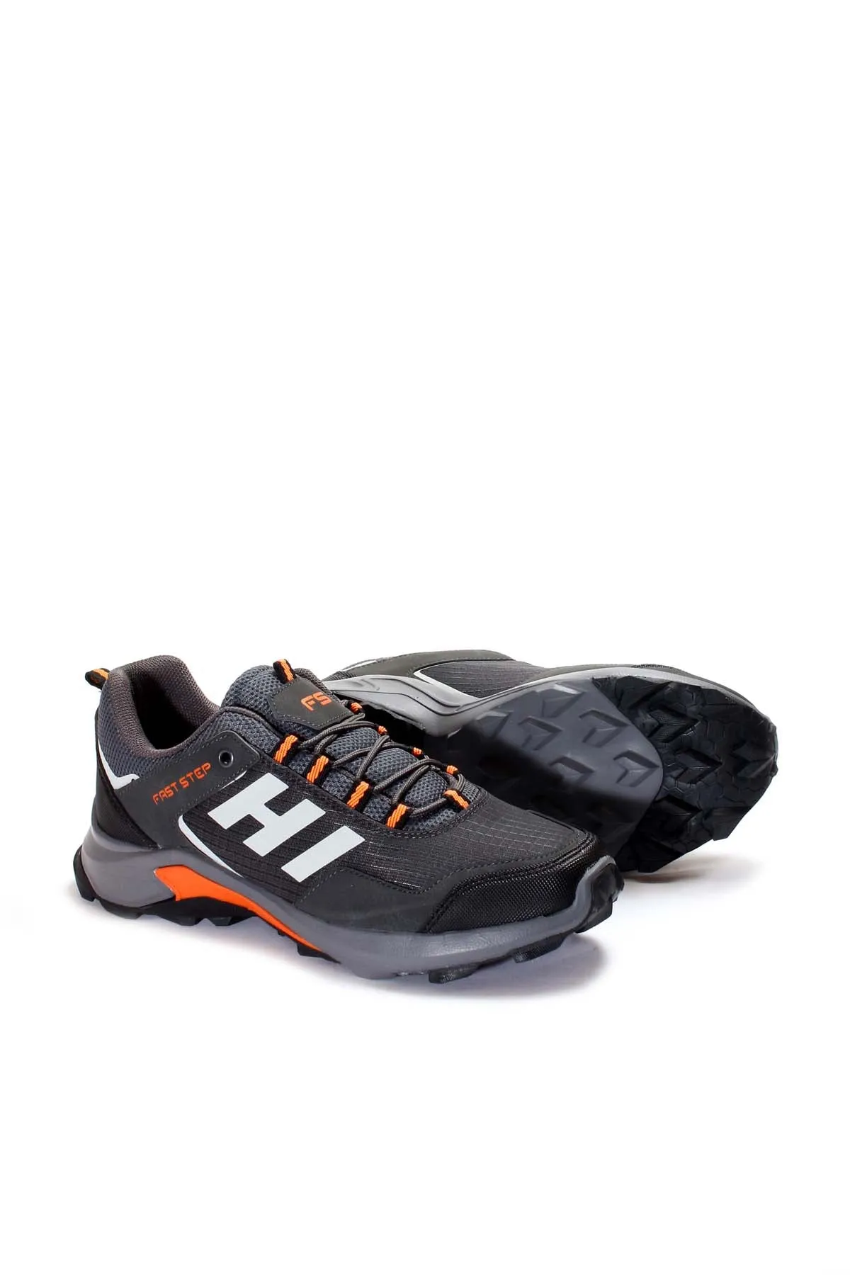 Men's Black and Gray Athletic Sneakers with Orange Accents - Wessi