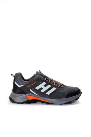 Men's Black and Gray Athletic Sneakers with Orange Accents - Wessi