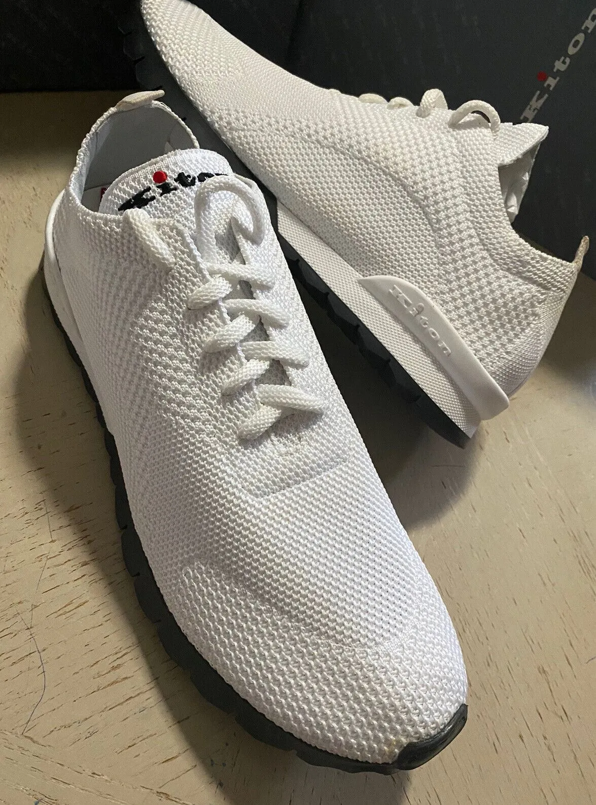 New $695 Kiton Mens Lightweight Sock Sneakers White Size 10 US/43 Eu Italy
