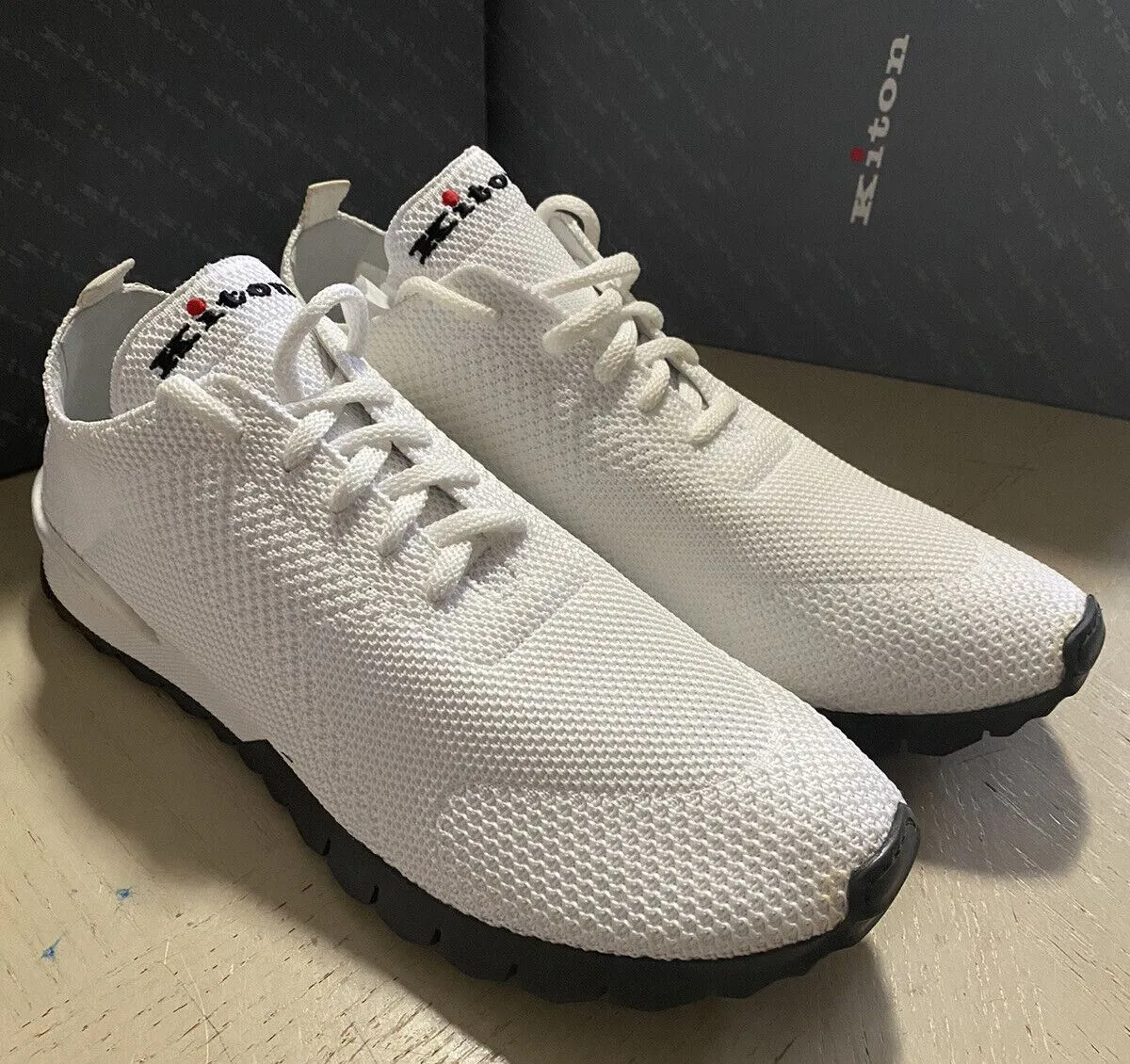 New $695 Kiton Mens Lightweight Sock Sneakers White Size 10 US/43 Eu Italy