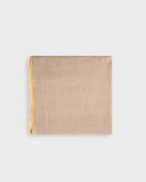 Oatmeal With Yellow Red And Blue Raw Hem Lightweight Linen Scarf
