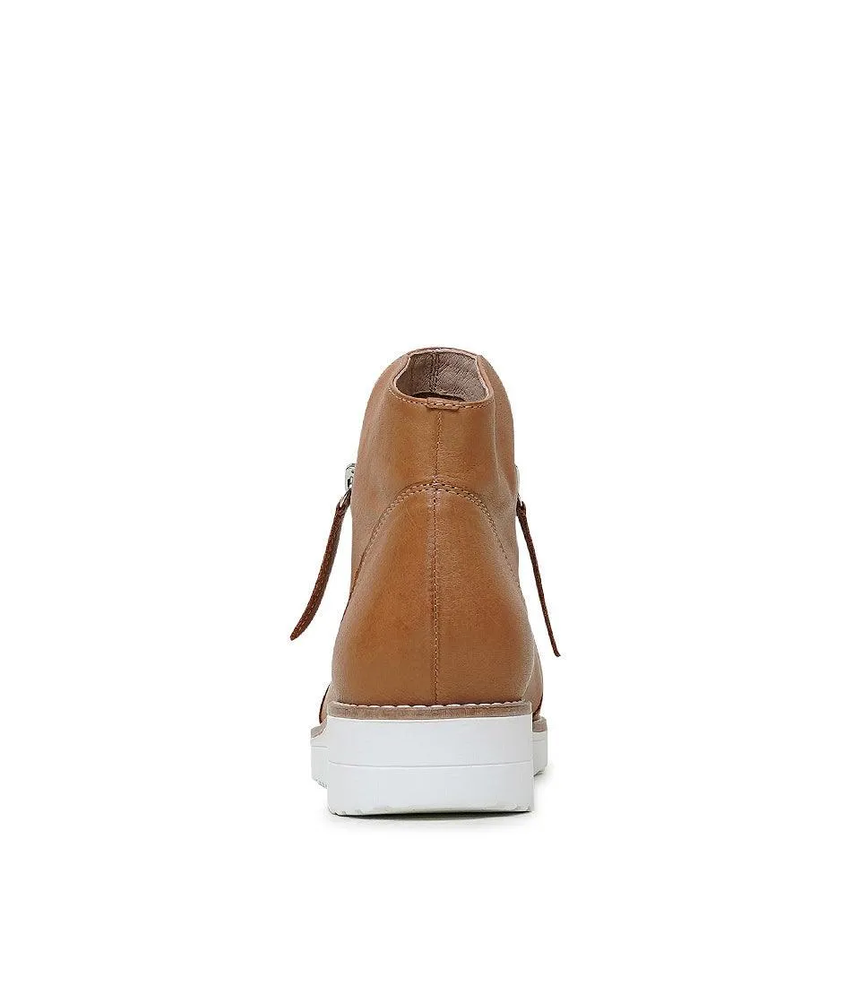 Ohmy Dark Tan Leather Ankle Boots