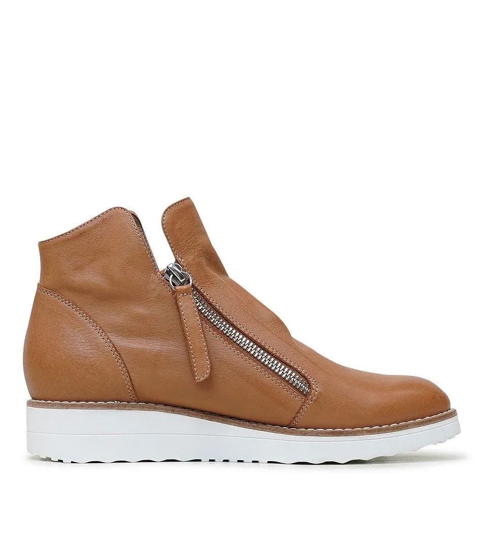 Ohmy Dark Tan Leather Ankle Boots