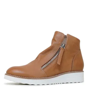 Ohmy Dark Tan Leather Ankle Boots