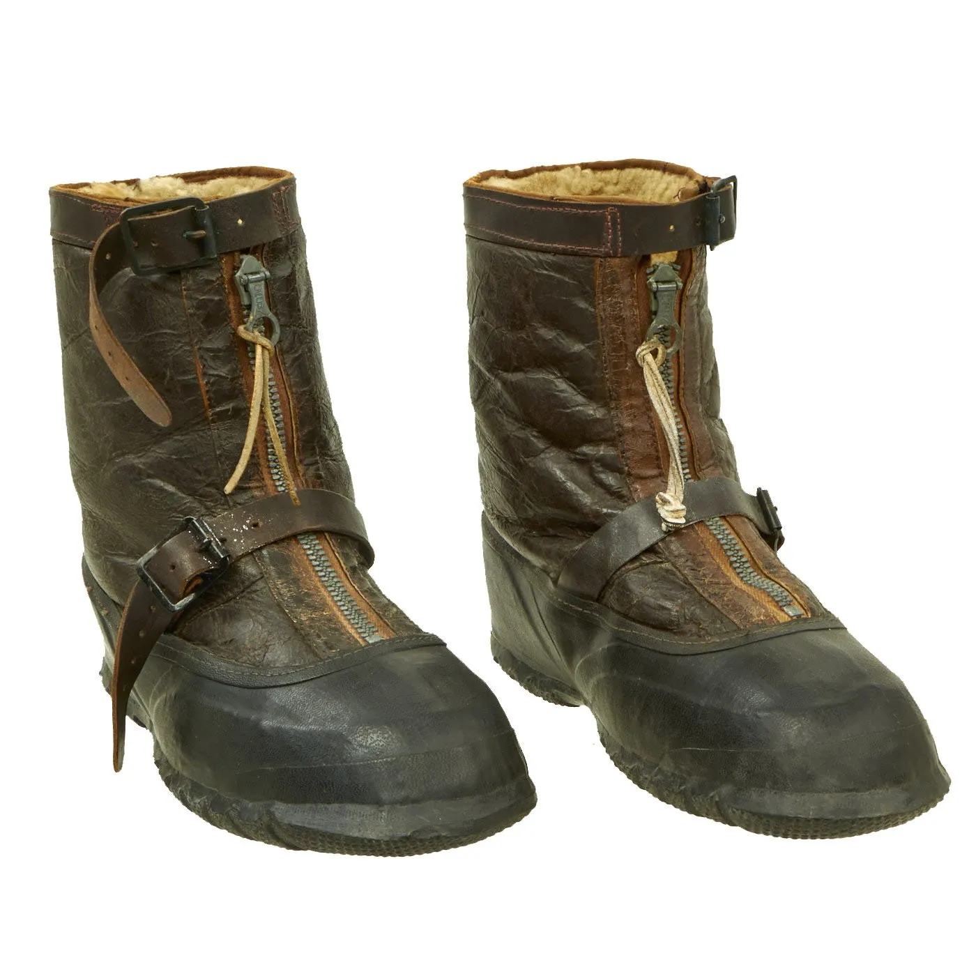 Original U.S. WWII Fur Lined Pilot Winter Flying Boots - Size Large