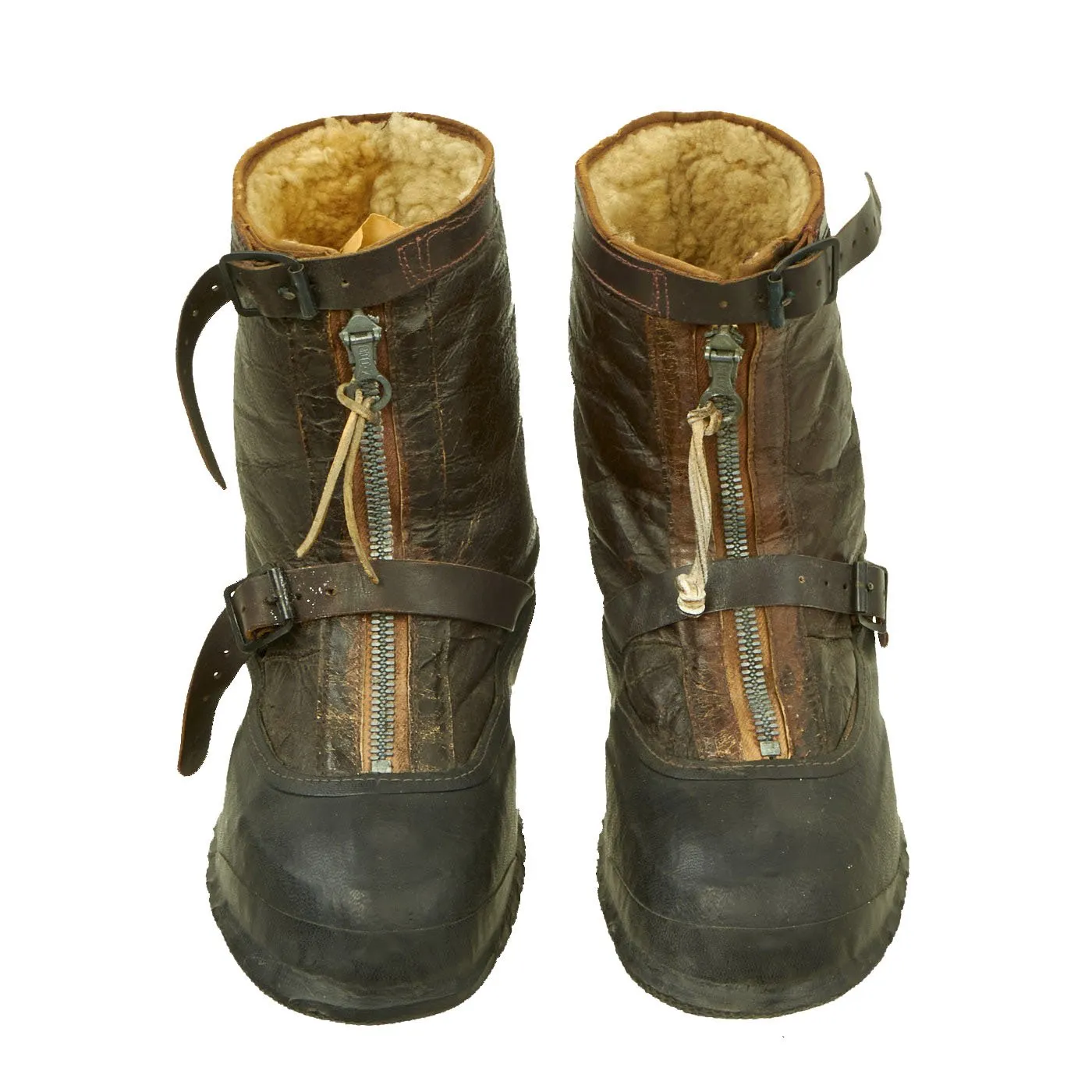 Original U.S. WWII Fur Lined Pilot Winter Flying Boots - Size Large