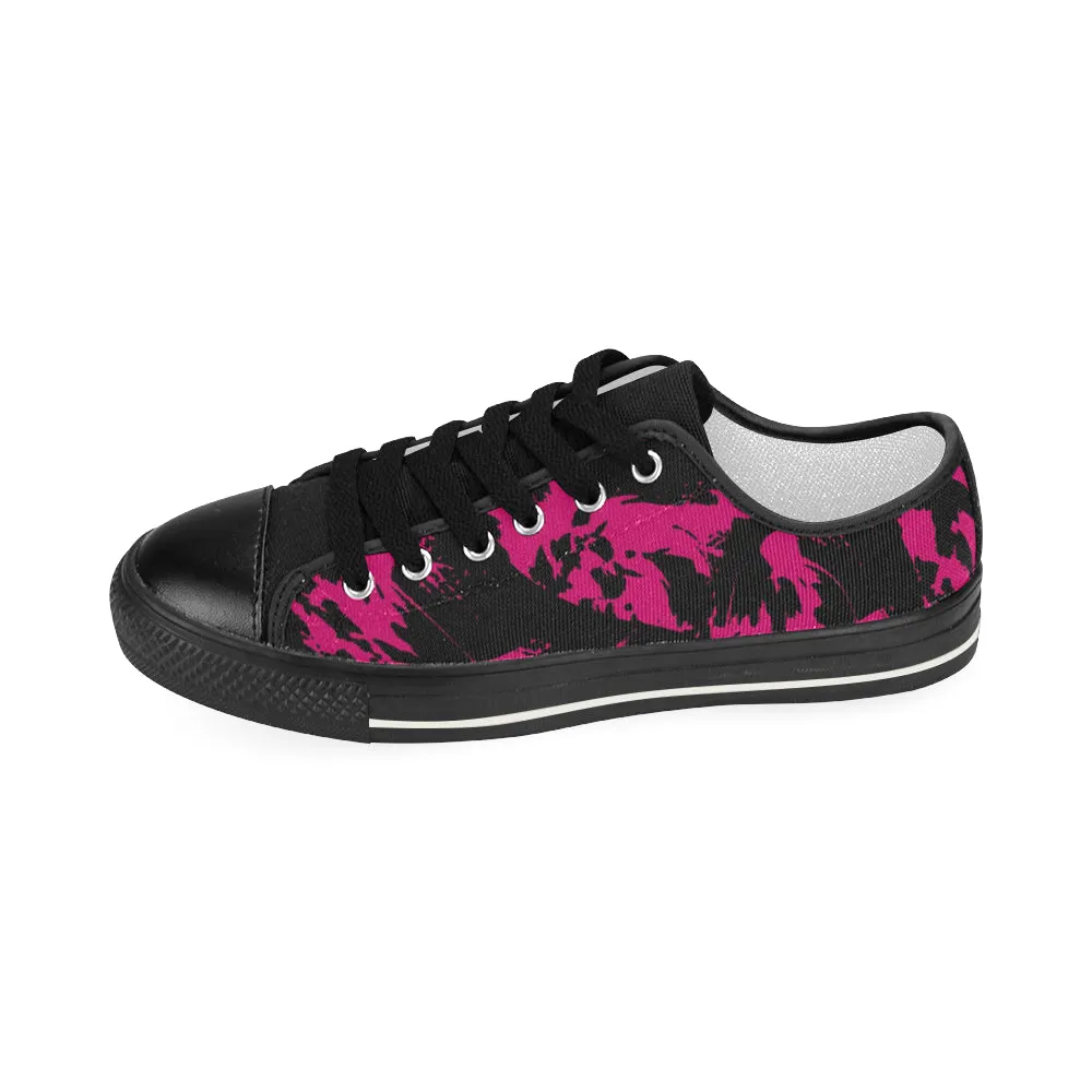 Pink and Black Paint Splatter Women's Canvas Shoes